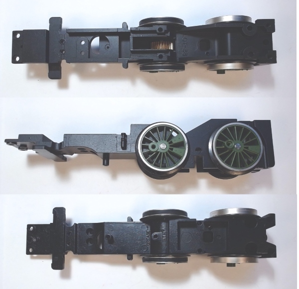 DRIVE BLOCK / 2-AXLE / USE MOTORS W/MS006-M25 WORM / USE BI-0000038 MOTOR MOUNT / W/GREEN WHEELS / RAILKING GENERAL