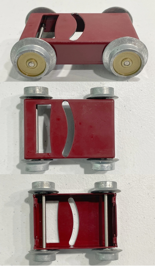 4-WHEEL PILOT TRUCK / SOLID GOLD CENTERS / DARK RED FRAME / TINPLATE STANDARD GAUGE 4696 / 1134