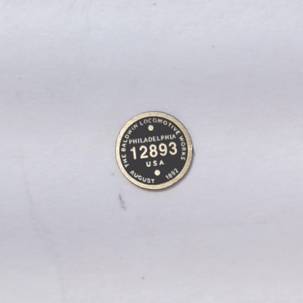BUILDERS PLATE / ROUND / BALDWIN / PHILADELPHIA #12893 / PREMIER AMERICAN & ESE 4-4-0