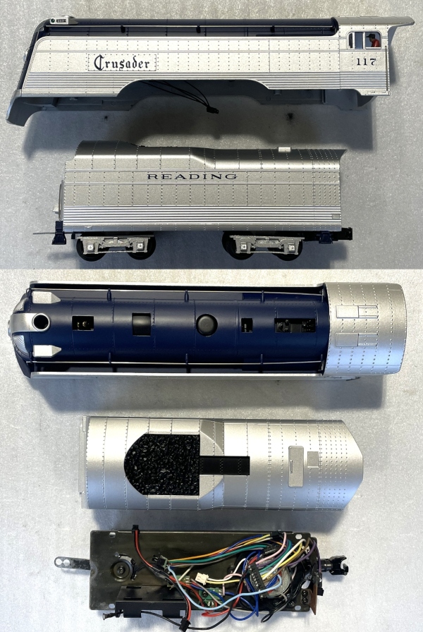 RAILKING CRUSADER ENGINE & TENDER SHELL / PS2 TENDER CHASSIS W/O BOARDS / READING / 30-1389-1