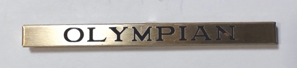 PLAQUE / LONG / BRASS & BLACK / OLYMPIAN / STATE CAR  