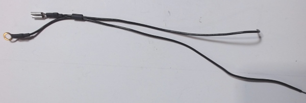 WIRE HARNESS / PICKUP & GROUND / WIRES W/1 RING TERMINAL AND 1 SPADE TERMINAL / BLACK WIRES LENGTH VARIES