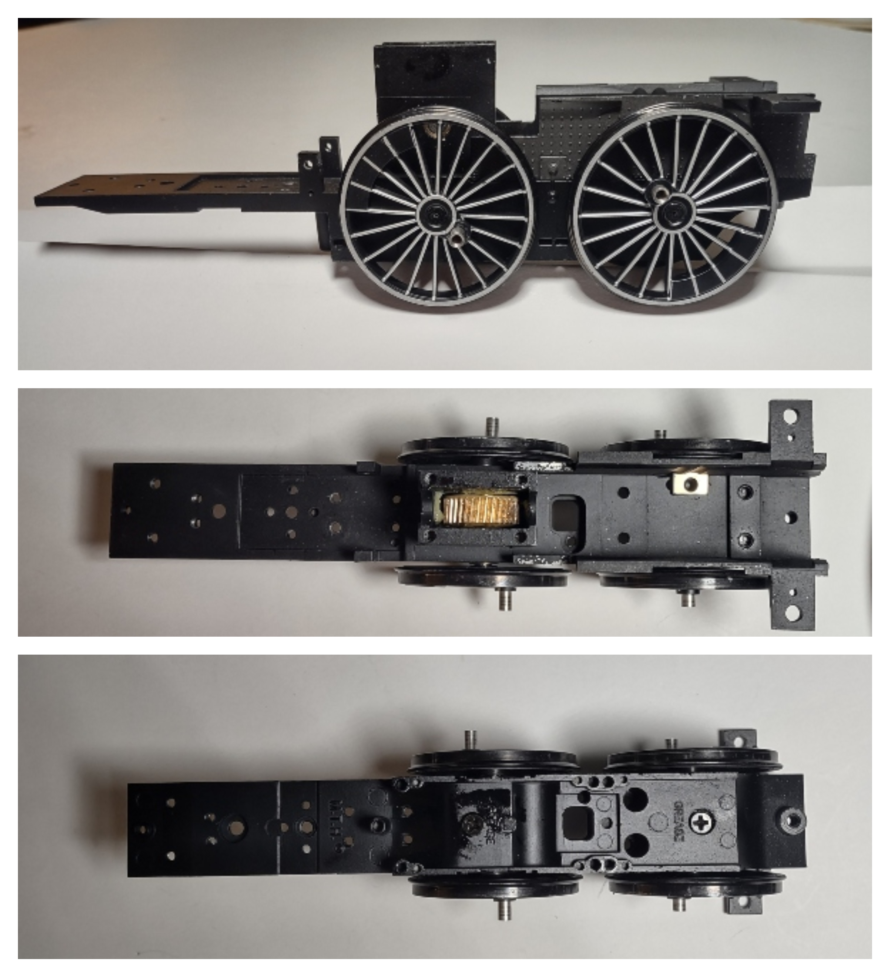 DRIVE BLOCK / 2-AXLE / 3-RAIL / 86in DRIVERS / WHITE SPOKES / BLACK FRAME / PREMIER ESE 4-4-0