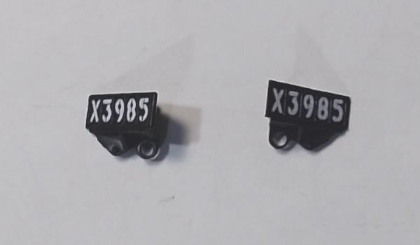 NUMBER BOARD HOUSING / BLACK / PAIR (LH & RH) / UP #X3985 / UNLIGHTED / PREMIER CHALLENGER 4-6-6-4