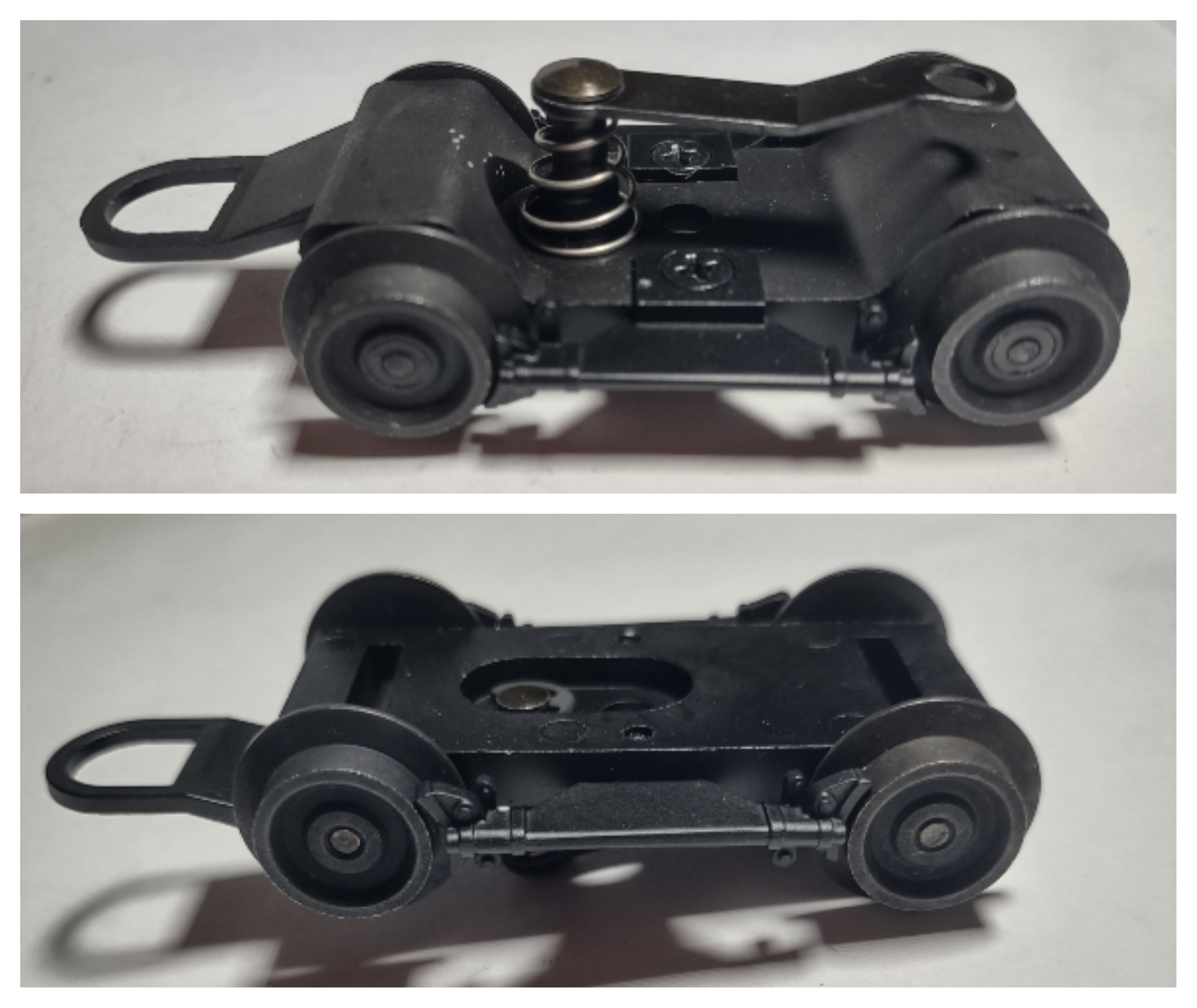 4-WHEEL PILOT TRUCK / 3-RAIL / BLACK SOLID WHEELS / BLACK RIMS / BRAKE SHOES / PREMIER AMERICAN & ESE 4-4-0