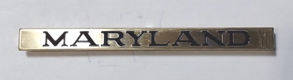 PLAQUE / LONG / BRASS & BLACK / MARYLAND / STATE CAR 