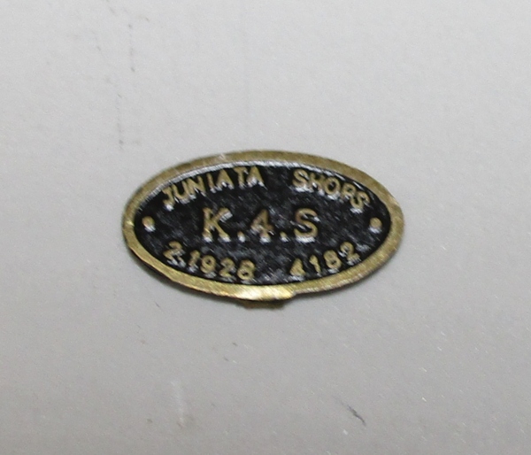 BUILDER PLATE / JUNIATA SHOPS / K-4s / 1928 / 4182 / PREMIER K-4s 4-6-2