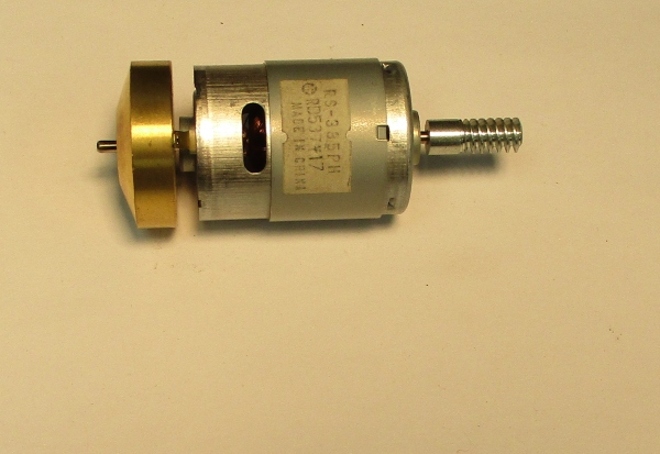 DC MOTOR / RS385PH / MS001-M32 / F/W 30mm D (TAPERED) x 10mm THICK / WORM LENGTH 21.52mm / BRASS / PS 1