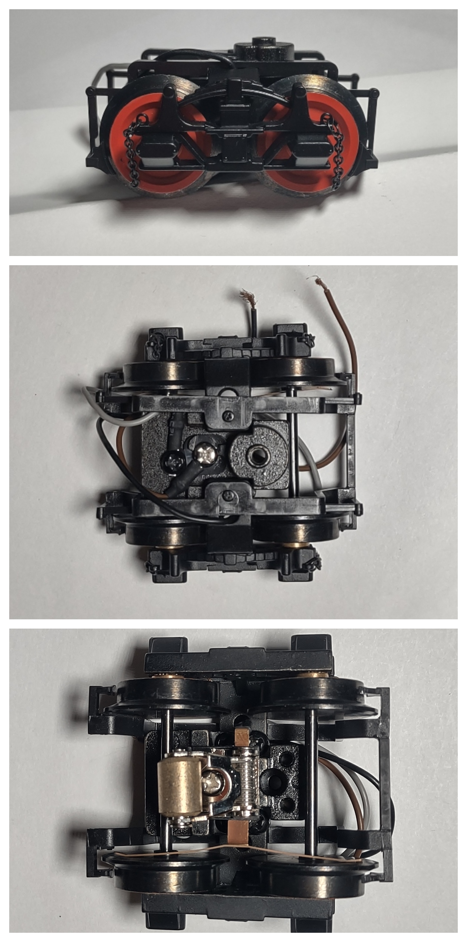TENDER TRUCK / 4-WHEEL / FRONT / RED SOLID CENTER & RIM / W/PICKUP / PREMIER AMERICAN & ESE 4-4-0