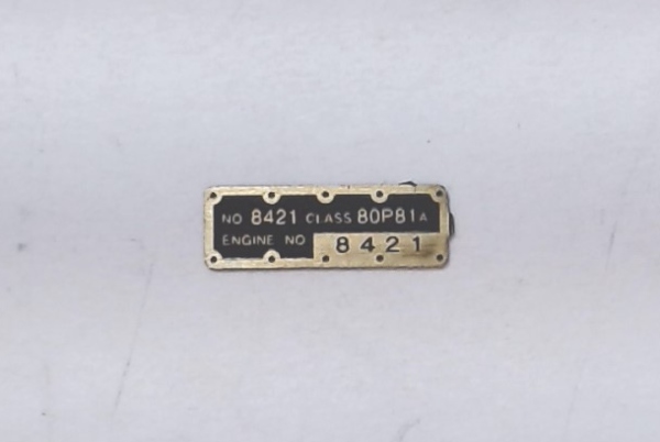 TRUST PLATE / TENDER / PRR #8421 / RECTANGULAR / PREMIER H-10 2-8-0