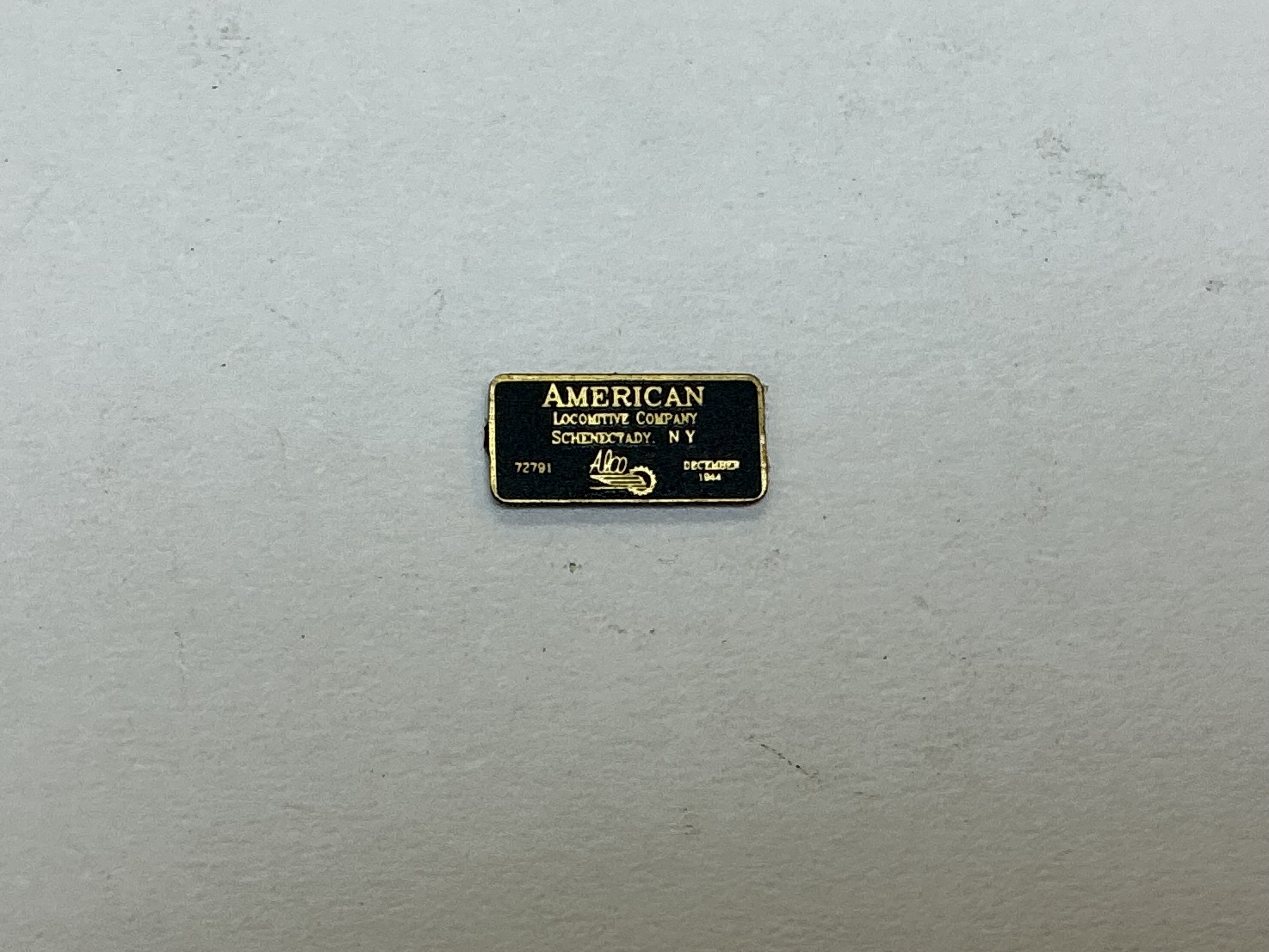 BUILDER PLATE / RECTANGULAR / ALCO / SCHENECTADY 72702 / PREMIER FEF 4-8-4