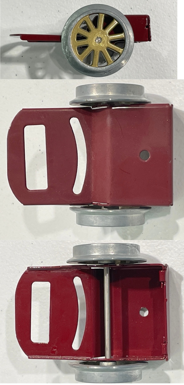  2-WHEEL TRAILING TRUCK / SPOKED GOLD CENTERS / DARK RED FRAME / TINPLATE STANDARD GAUGE 4696 / 1134