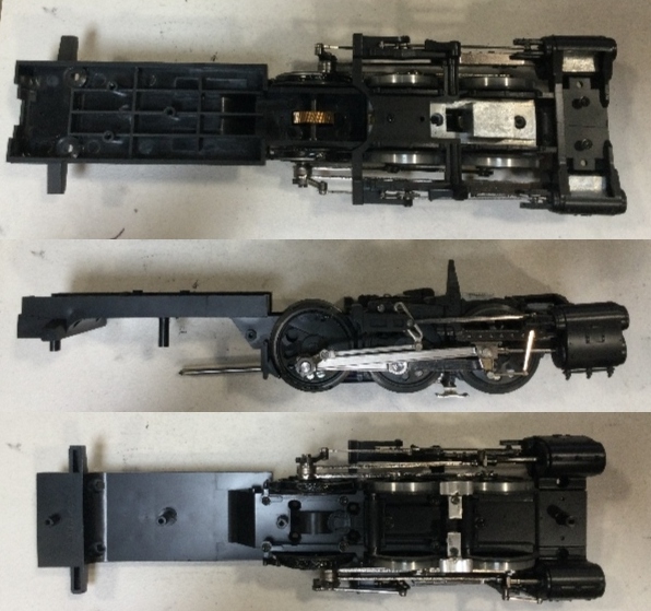 DRIVE BLOCK / 3-AXLE / REAR ENGINE / COMPLETE W/BLACK STEAM CHEST / RAILKING ONE GAUGE CHALLENGER