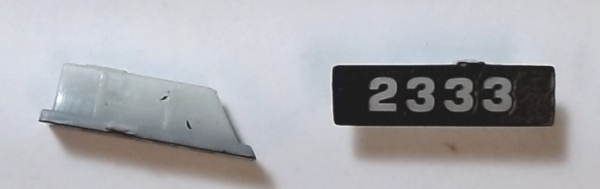 NUMBER BOARD / 1 PAIR  / RAILKING F-3A / NEW YORK CENTRAL 2333 / 30-2631-1