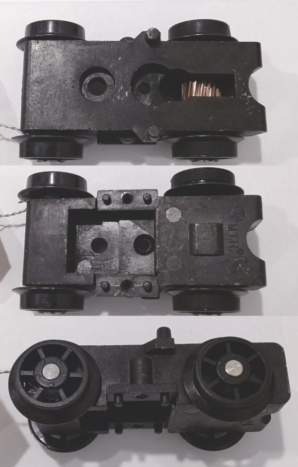 4-WHEEL TRUCK / POWERED / SMALL / SPOKED WHEELS / BOTTOM MOUNT FRAMES / USE BI-0000041 MOUNT / USE MOTORS W/NWD067-M12 WORM / RAILKING BRILL TROLLEY