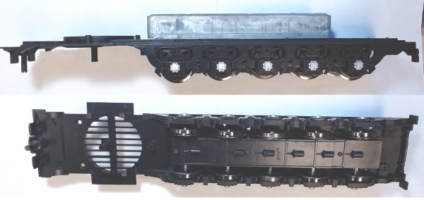 FRAME / PLASTIC / TENDER / PS2 / W/BLACK CENTIPEDE TRUCK & FRAMES W/SILVER CAPS / RAILKING ONE GAUGE BIG BOY & CHALLENGER 