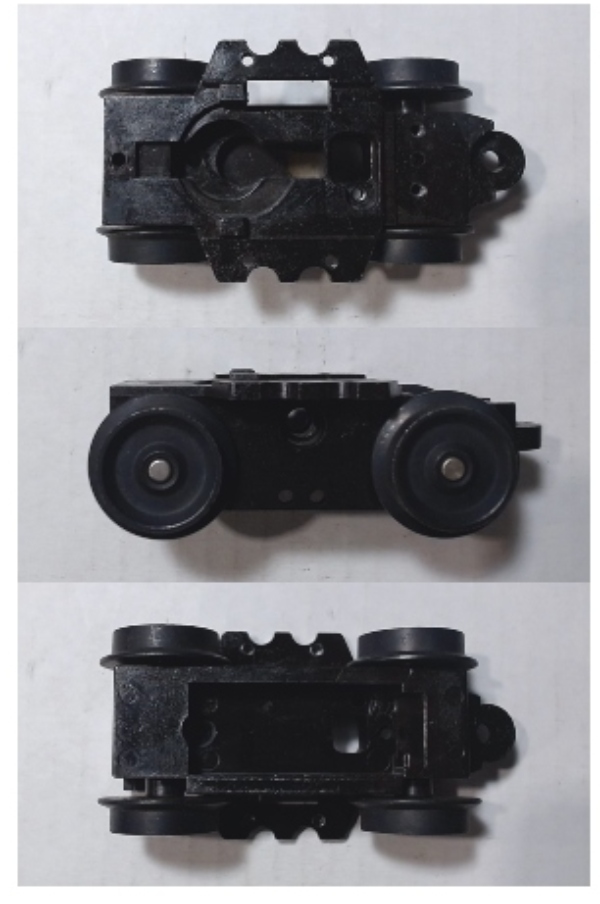 4-WHEEL TRUCK / NON-POWERED / LONG FRONT / BOTTOM MOUNT FRAMES / 2 HOLE PILOT MOUNT / USE BI-0000009 MOTOR MOUNT 