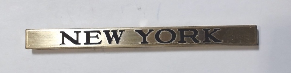 PLAQUE / LONG / BRASS & BLACK / NEW YORK / STATE CAR  