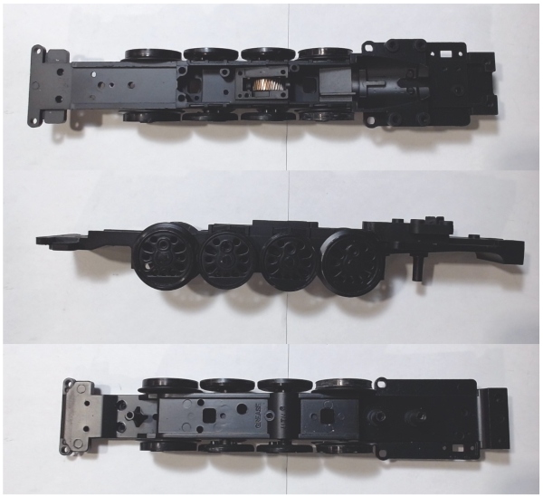 DRIVE BLOCK / 4-AXLE / W/ BLACKENED RIMS / USE MOTOR W/MS026-M8 WORM / USE BI-0000019 MOTOR MOUNT / RAILKING L-3 MOHAWK 4-8-2  
