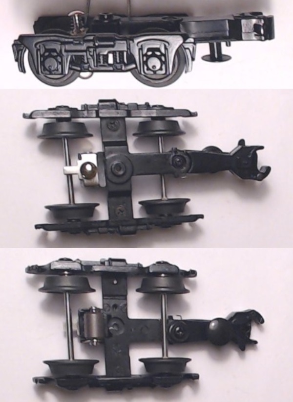 TRUCK / PASSENGER / 2-AXLE / W/MAGNETIC COUPLER / W/PICK UP / BLACK / RAILKING O27 STREAMLINED PASSENGER CARS