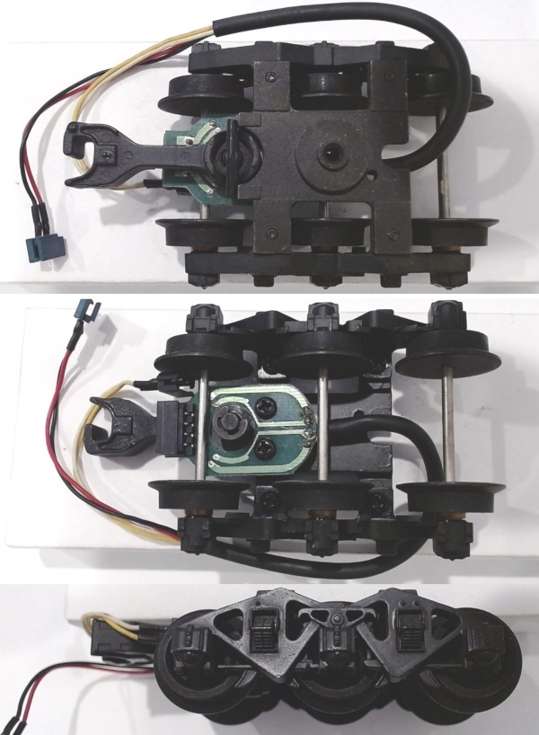 TENDER TRUCK / 6-WHEEL / FRONT / BOTTOM MOUNT FRAMES / BLACK / W/4-POS TETHER PCB / W/NON-OPERATING COUPLER / PREMIER AUXILIARY WATER TENDER II & III