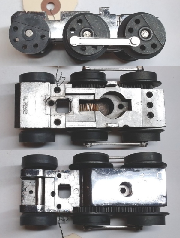 6-WHEEL TRUCK / POWERED / SMALL / TOP MOUNT FRAMES / USE BI-0000005 MOTOR MOUNT / USE MOTORS W/MD012-M4 WORM / RAILKING COORS LIGHT SILVER BULLET TRAIN