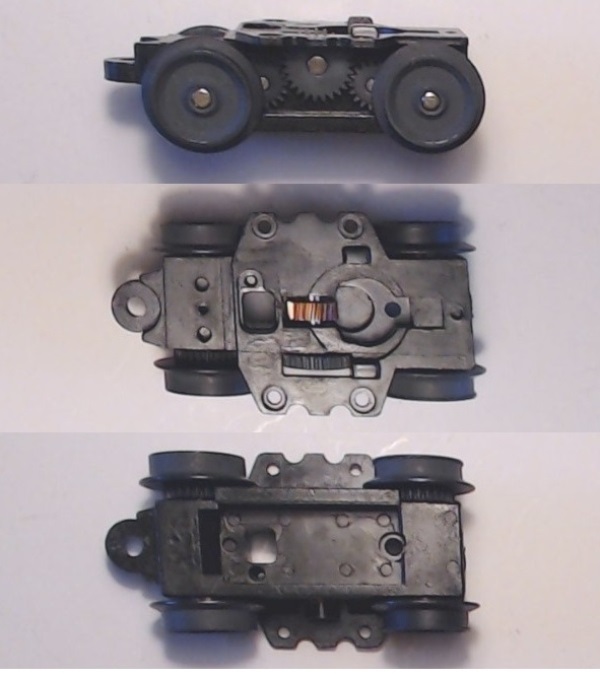 4-WHEEL TRUCK / POWERED / LONG FRONT / TOP MOUNT FRAMES / TAPPED FOR TETHER PCB / 1 HOLE PILOT MOUNT / USE BI-0000009 MOTOR MOUNT / USE MOTOR W/MD001-M8 WORM