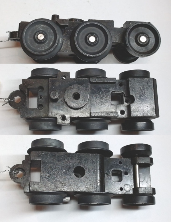 6-WHEEL TRUCK / NON-POWERED / SMALL / LONG FRONT / TOP MOUNT FRAMES / TAPPED FOR TETHER PCB 