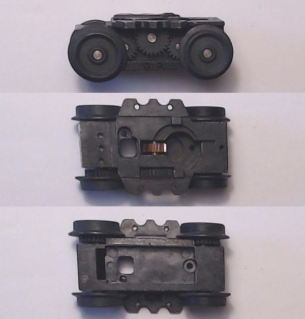 4-WHEEL TRUCK / POWERED / NO COUPLER MOUNTS / BOTTOM MOUNT FRAMES / 2 HOLE PILOT MOUNT / USE BI-0000009 MOTOR MOUNT / USE MOTORS WITH MD001-M8 WORM