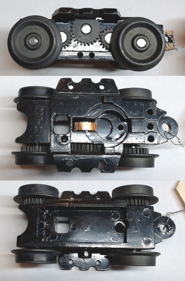 4-WHEEL TRUCK / POWERED / SHORT FRONT / BOTTOM MOUNT FRAMES / 2 HOLE PILOT MOUNT / USE BI-0000005 MOUNT / USE MOTOR W/MD001-M8 WORM