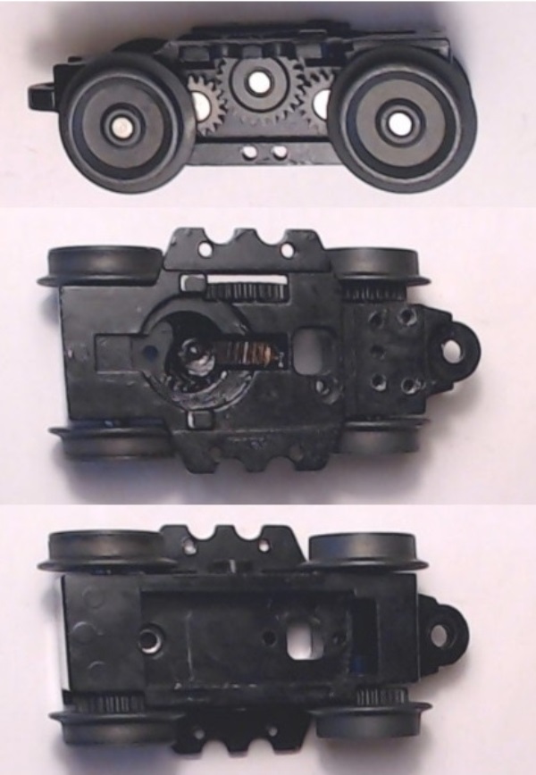 4-WHEEL TRUCK / POWERED / LONG FRONT (2 XTRA HOLES) / BOTTOM MOUNT FRAMES / 2 HOLE PILOT MOUNT / USE BI-0000009 MOUNT / USE MOTOR W/MD001-M8 WORM