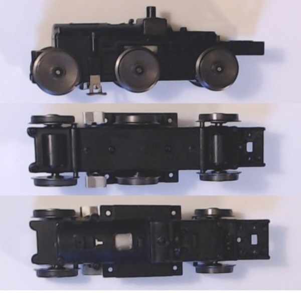 6-WHEEL TRUCK / POWERED / STRIPED FLYWHEEL / REAR / RAILKING ONE GAUGE DASH-8 (6-WHL)