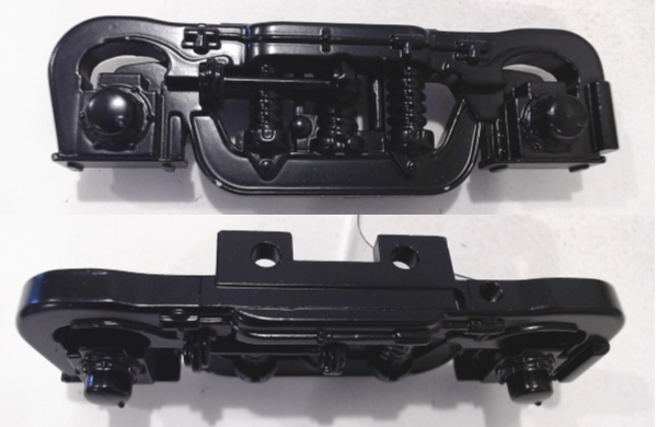 SIDE FRAME / 2-AXLE / RF & LR / BLACK / BOTTOM MOUNT / PS 2 / RAILKING RDC BUDD CAR