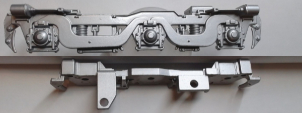 SIDE FRAME / 3-AXLE / RF & LR / SILVER / RAILKING C-628 & C-630