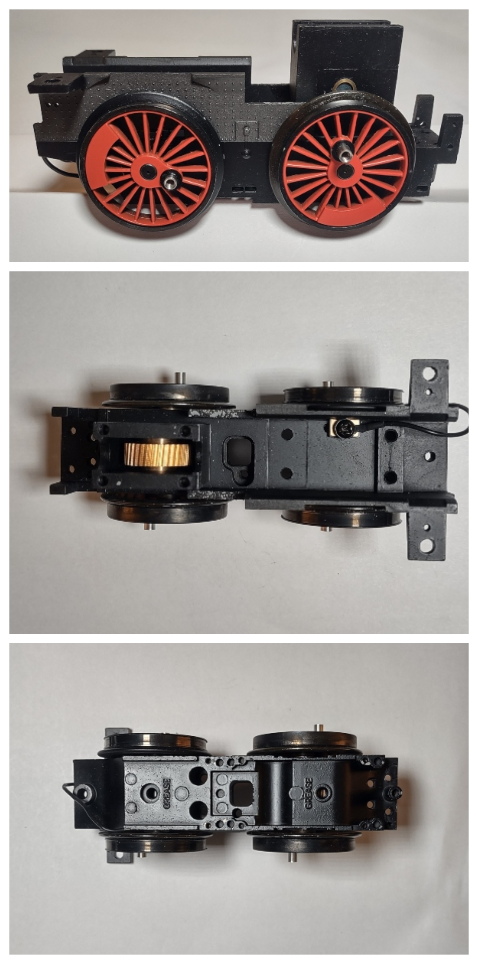 DRIVE BLOCK / 2-AXLE / 3-RAIL / 70in DRIVERS / RED SPOKES / BLACK FRAME / PREMIER AM,MERICAN 4-4-0