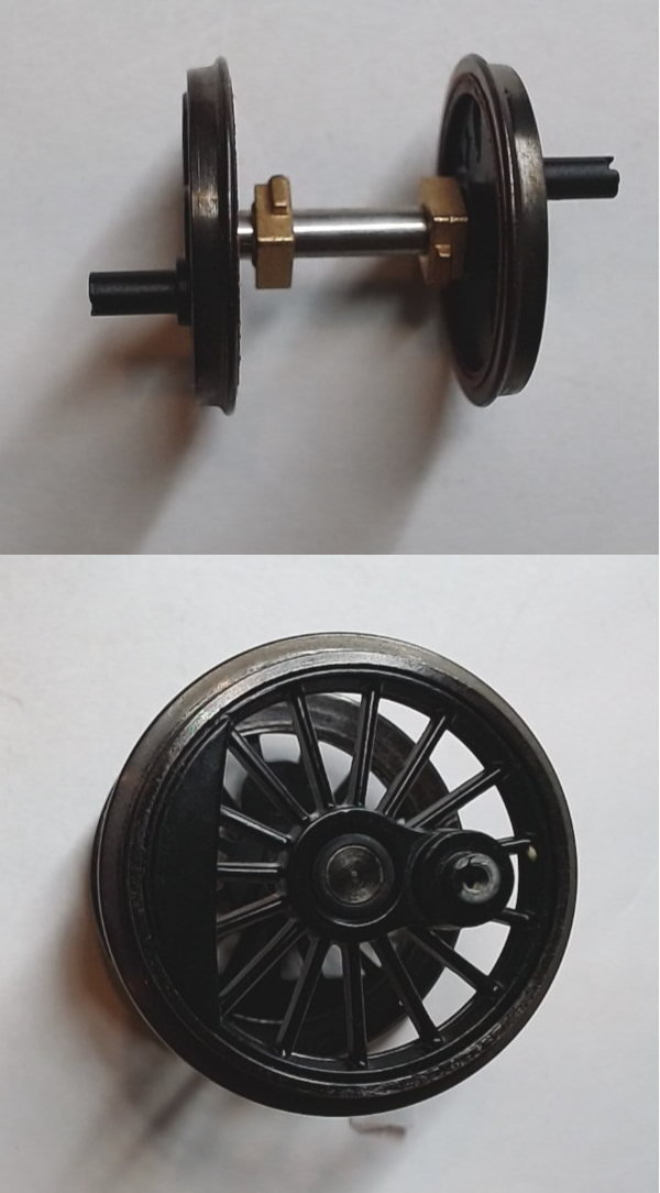 WHEEL & AXLE ASSEMBLY / W/BEARINGS / 1ST DRIVER / RAILKING ONE GAUGE TRIPLEX