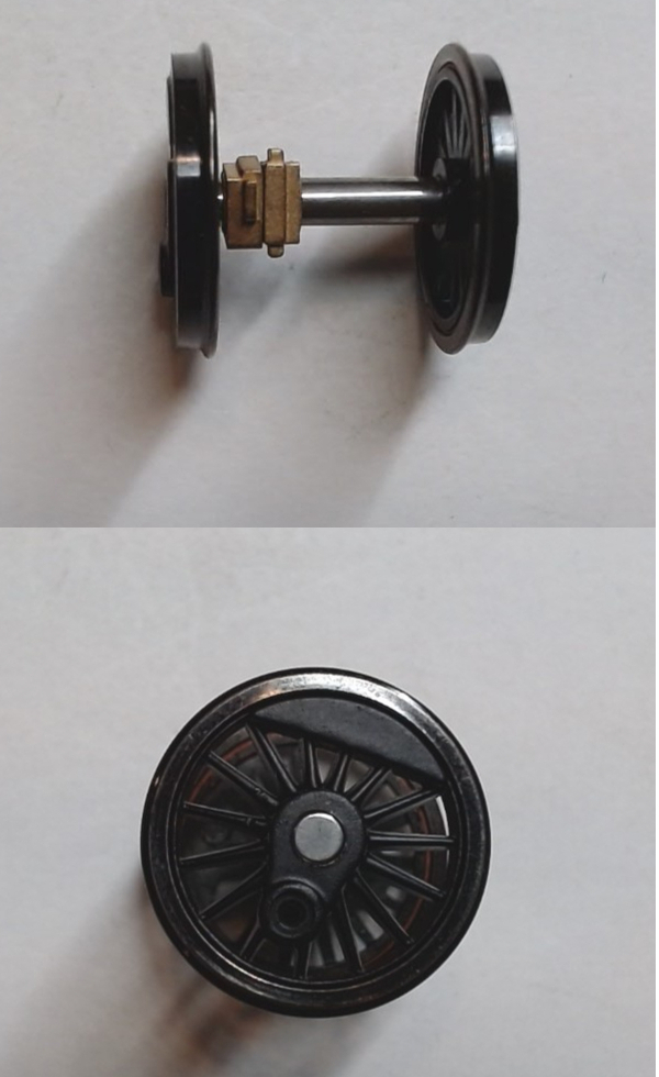 WHEEL & AXLE ASSEMBLY / W/BEARINGS / 1ST & 4TH DRIVER / HO SCALE TRIPLEX 2-8-8-8-2