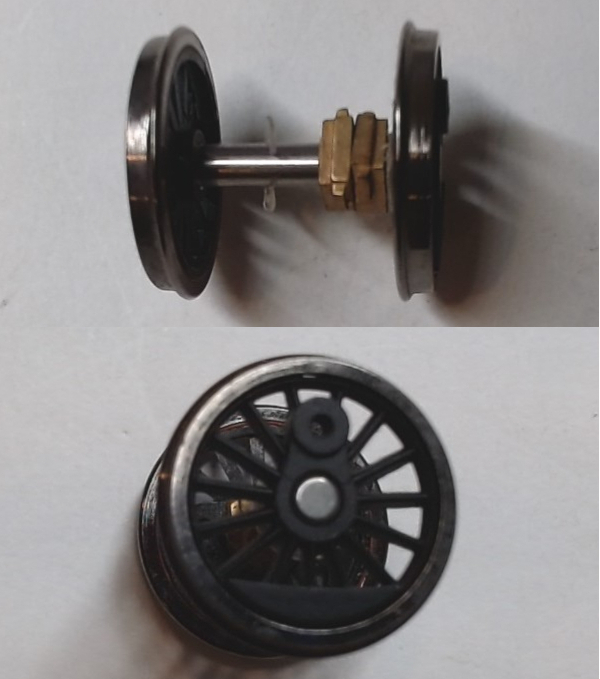 WHEEL & AXLE ASSEMBLY / HO SCALE / 1ST & 4TH DRIVER / BLACK / HO SCALE LIGHT MIKADO 2-8-2