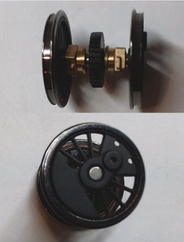 WHEEL & AXLE ASSEMBLY / HO SCALE / W/HELICAL GEAR / W/TIRE GROOVE / 3RD DRIVER / HO SCALE N&W J 4-8-4