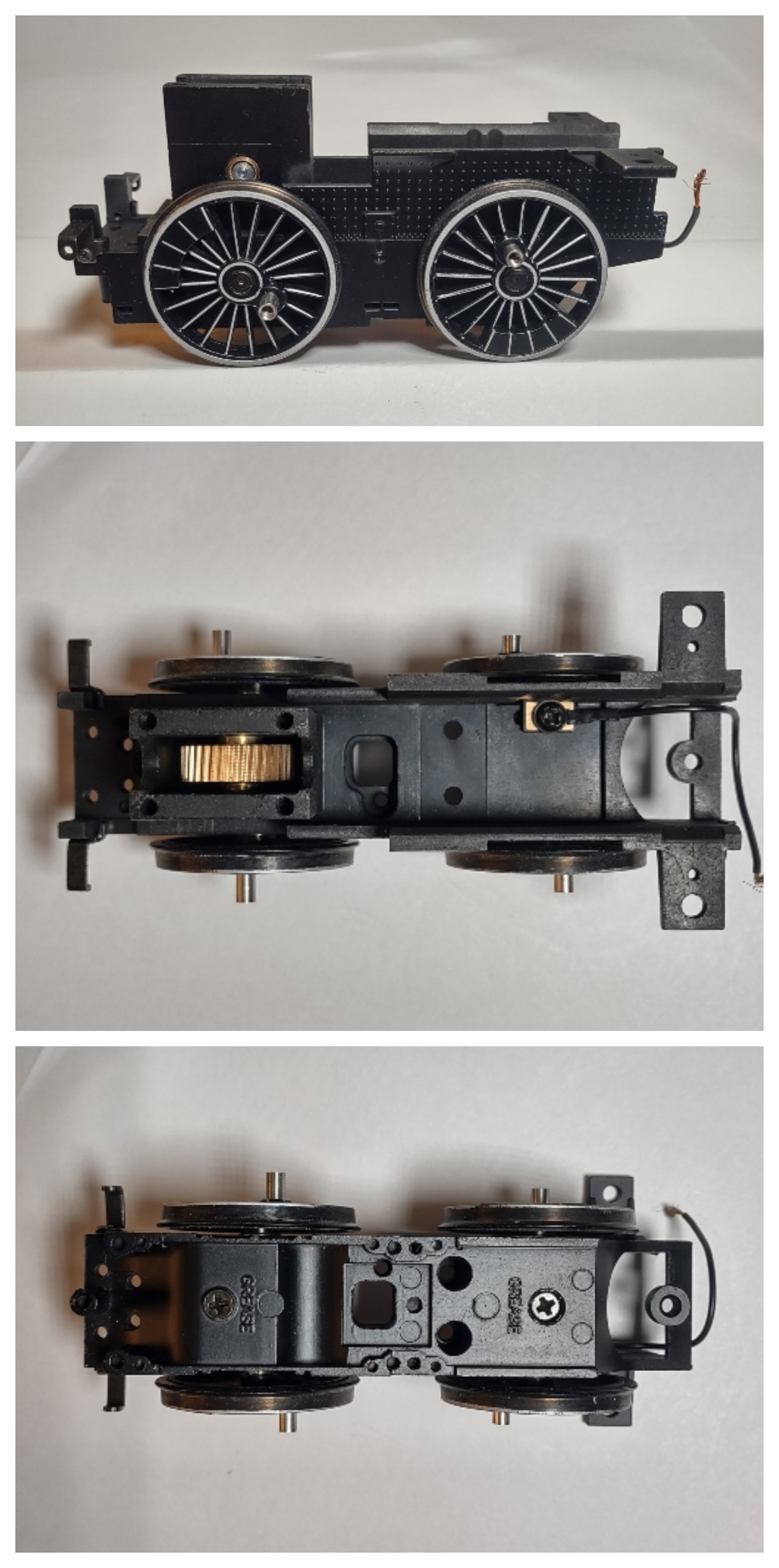 DRIVE BLOCK / 2-AXLE / 2-RAIL / 70in DRIVERS / WHITE SPOKES / WHITE RIMS / BLACK FRAME / PREMIER AM,MERICAN 4-4-0