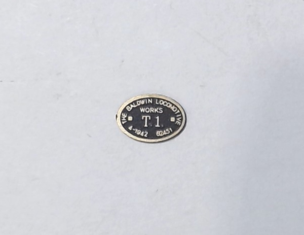 BUILDER PLATE / OVAL / BALDWIN / 1942 / T-1 / PREMIER T-1 4-4-4-4