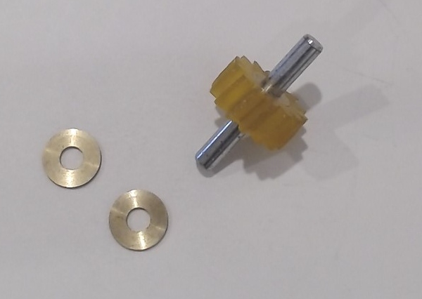 GEAR / HELICAL / 15.4mm D x 7mm THICK / W/ SHAFT & SPACERS / GEAR TOWER / PREMIER TRIPLEX 2-8-8-8-2