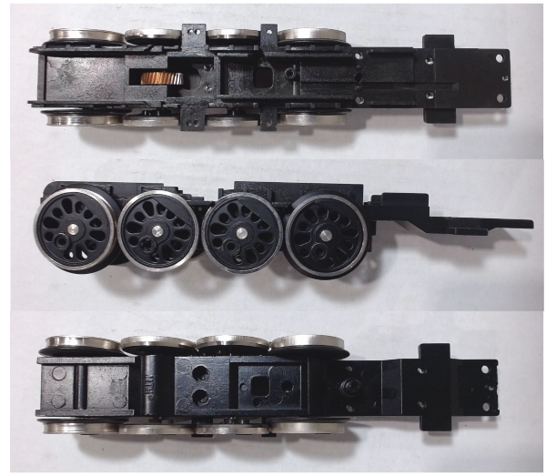 DRIVE BLOCK / 4-AXLE / FRONT / W/NICKEL RIMS / USE MOTOR WITH MS001-M32 WORM / USE BI-1200002 MOTOR MOUNT / RAILKING BIG BOY 4-8-8-4