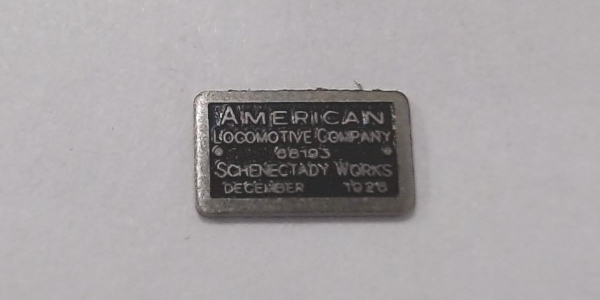 BUILDER PLATE / ALCO / SCHENECTADY WORKS / DEC 1926 / PREMIER HEAVY PACIFIC 4-6-2