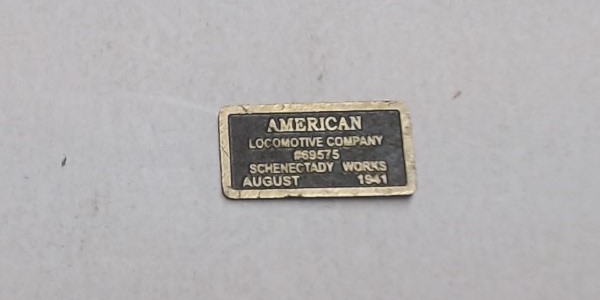 BUILDER PLATE / AMERICAN LOCOMOTIVE WORKS / RH / RAILKING ONE GAUGE BIG BOY 4-8-8-4