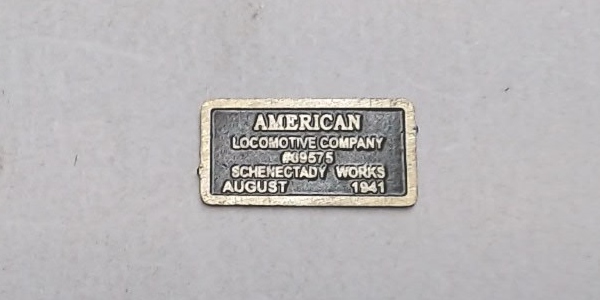 BUILDER PLATE / AMERICAN LOCOMOTIVE WORKS / LH / RAILKING ONE GAUGE BIG BOY 4-8-8-4