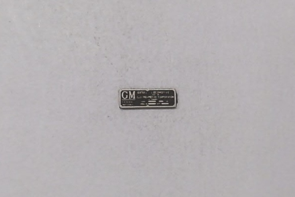 BUILDER PLATE / GENERAL MOTORS / RECTANGLE / PREMIER F-3