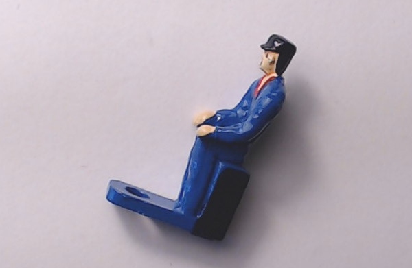 FIGURE / ENGINEER / SEATED / DIE-CAST / EARLY PREMIER STEAM / BLUE
