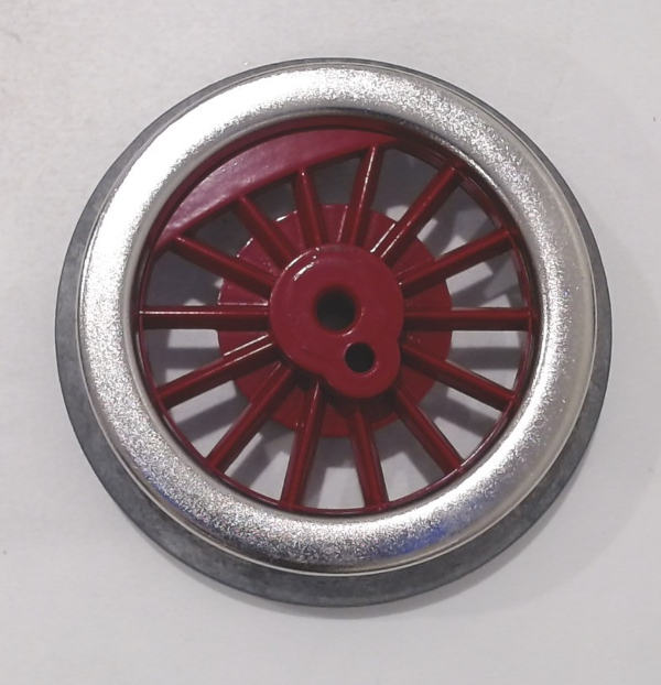WHEEL / DIE-CAST / RED SPOKES / W/GEAR BOSSES / LARGE HOLE / 8-32 / HOLE I.D. 0.175in / STEAM / STANDARD GAUGE BILD-A-LOCO & PROTODRIVE
