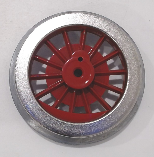 WHEEL / DIE-CAST / RED SPOKES / W/GEAR BOSSES / SMALL HOLE / 4-36 / HOLE I.D. 0.156in / STEAM / STANDARD GAUGE BILD-A-LOCO & PROTODRIVE